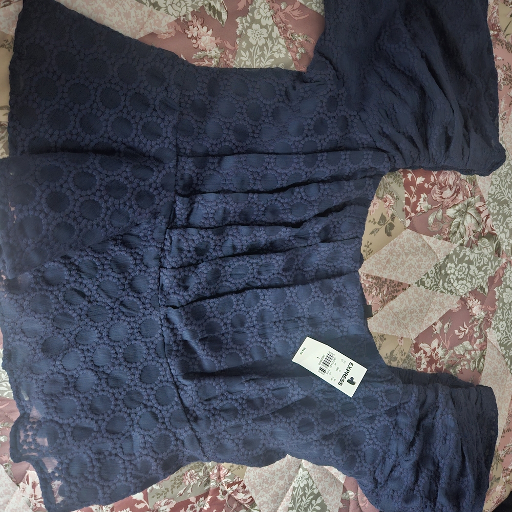Express Navy Lace Blouse